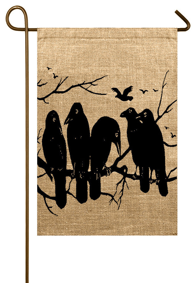 Crow Burlap Garden Flag