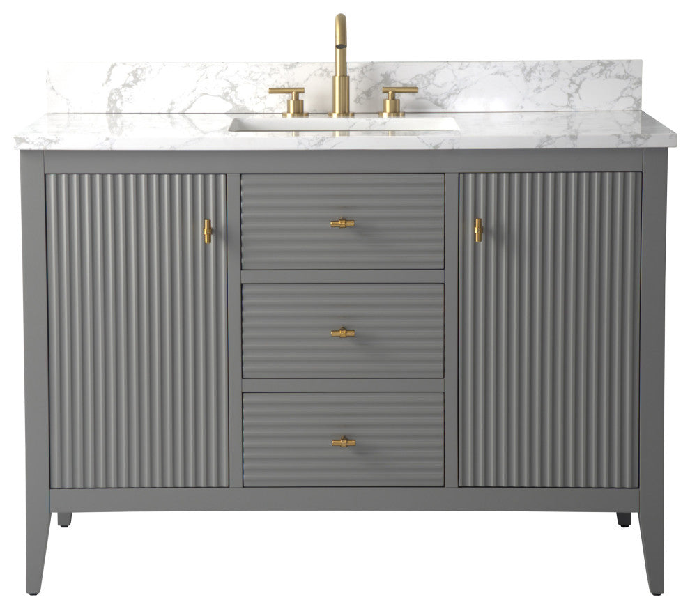 Vanity Art Freestanding Vanity, Cashmere Gray, 48", Single Sink, Golden Brushed