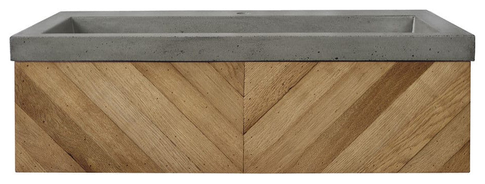 36" Chardonnay Floating Vanity with NativeStone Trough in Ash