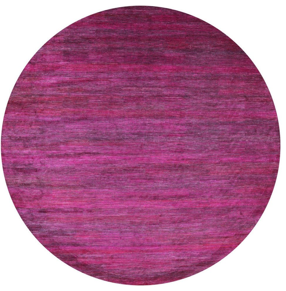 12' Round Wool & Silk Hand Knotted Super Savannah Gabbeh Rug - Q13054