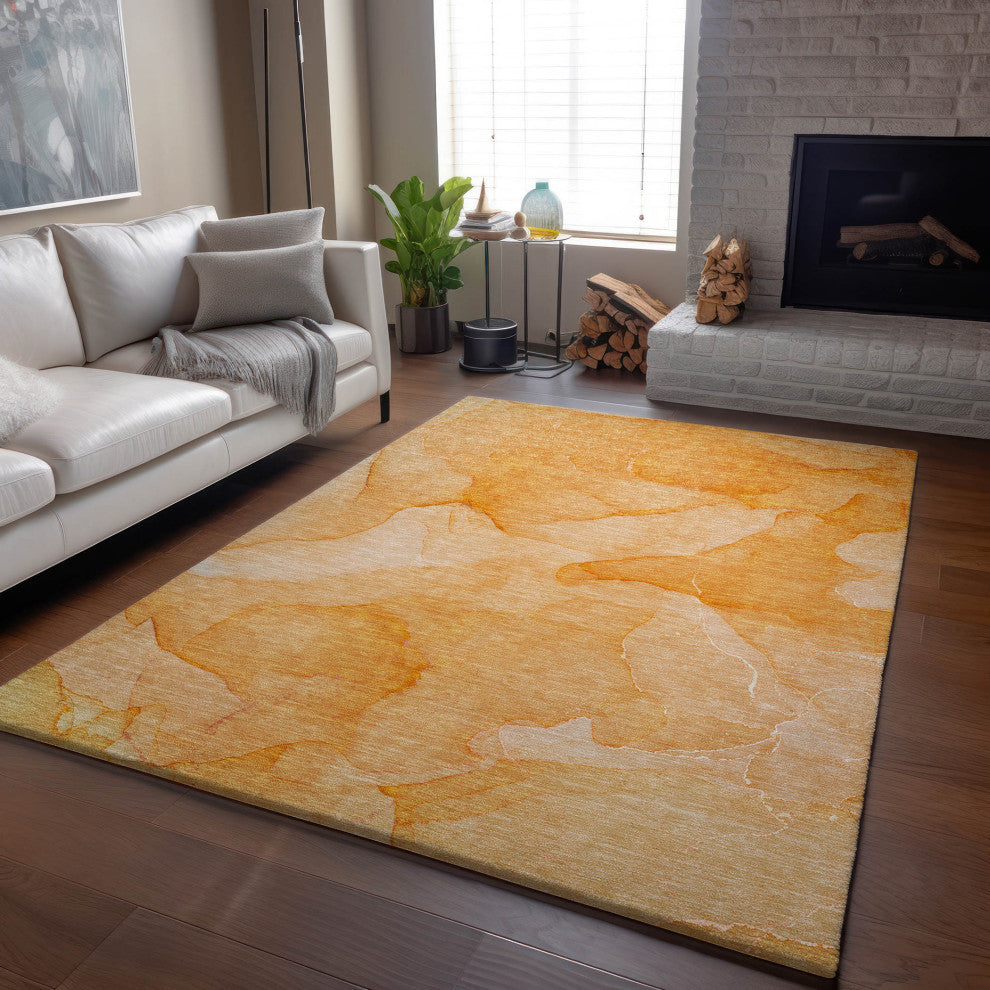 Premium Machine Washable Mayfield AMF509 Orange 10' x 14' Rug
