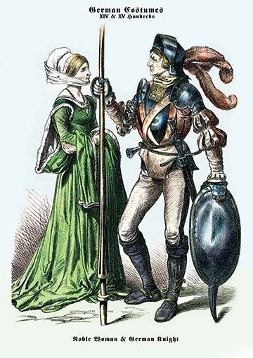 German Costume: Noble Woman and German Knight II - Paper Poster 20" x 30"