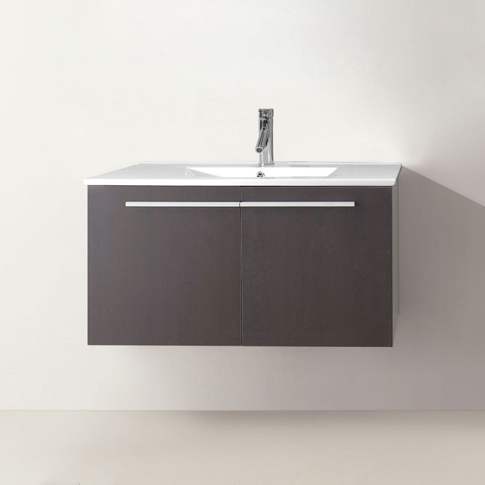 Midori 36" Single  Sink Wenge Top Vanity in Wenge with Polished Chrome Faucet
