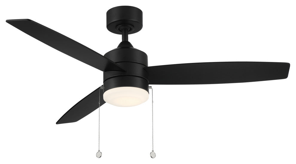 Atlantis Indoor/Outdoor 3-Blade Pull Chain Ceiling Fan 52" Matte Black With Kit