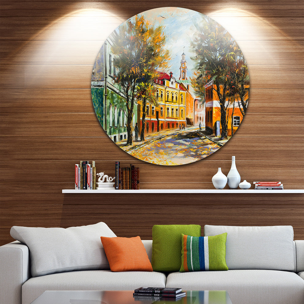 Ancient Vitebsk In Autumn, Landscape Round Wall Art, 23"