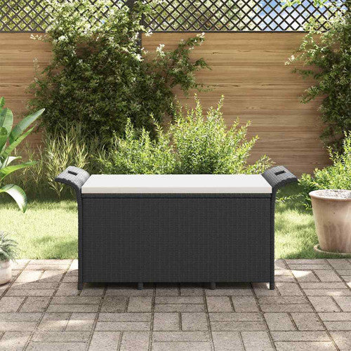 vidaXL Patio Storage Bench with Cushion, Ottoman Bench, 45.7-Inches Long, Black