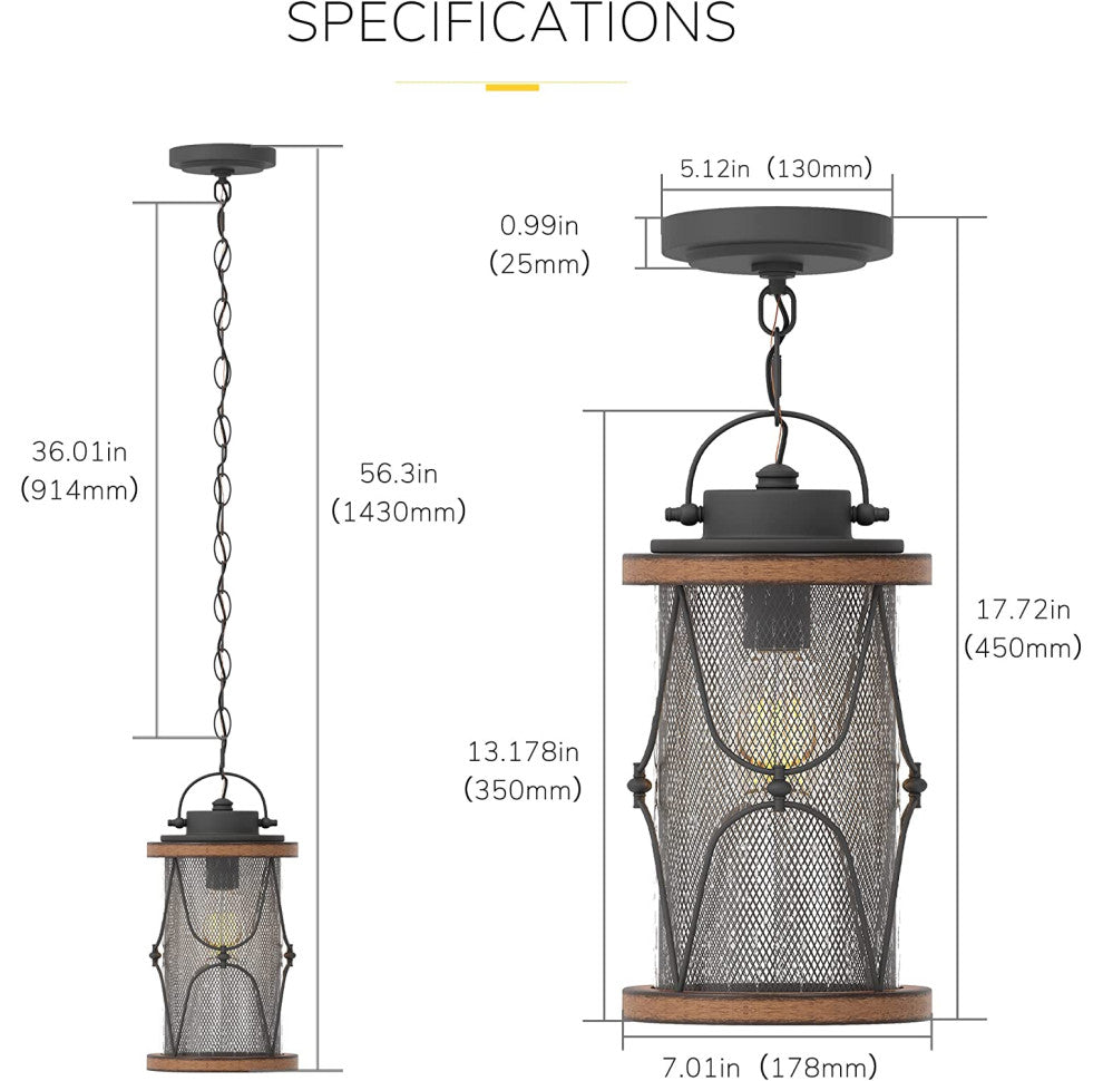 Farmhouse Pendant Light Rust Lantern Hanging Light