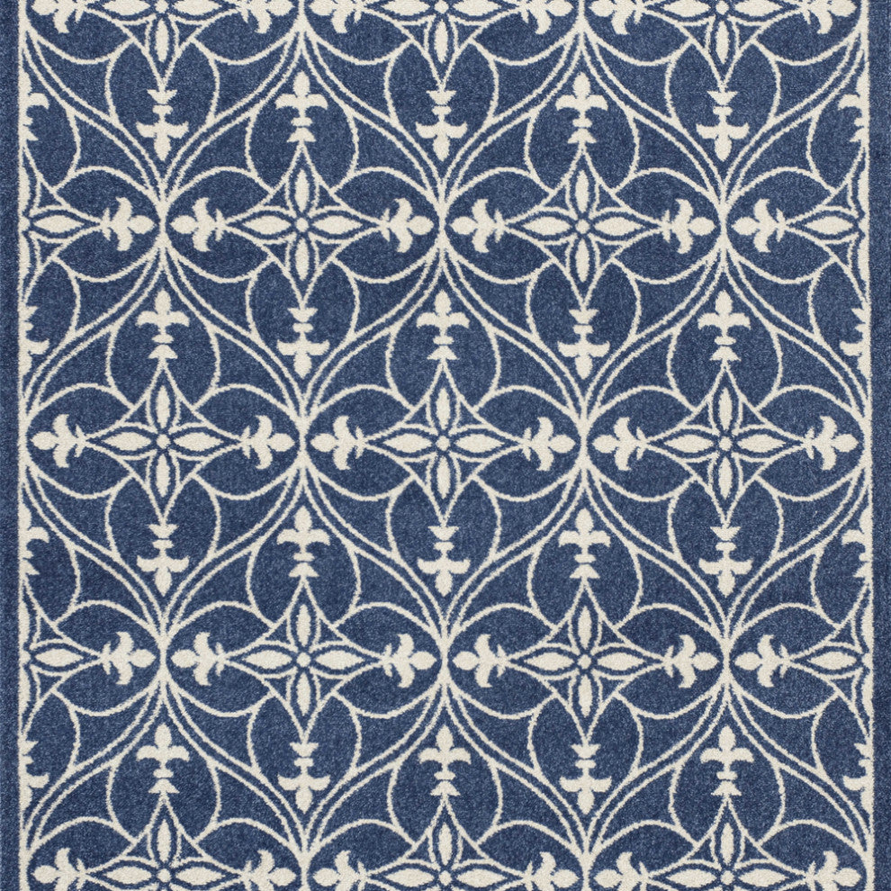 2' X 3' Blue and Ivory Area Rug