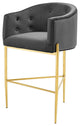 Tufted Bar Stool Chair Barstool, Velvet, Metal, Dark Gray, Modern, Bar Pub