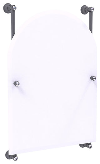 Carolina Crystal Arched Top Frameless Rail Mounted Mirror, Matte Gray