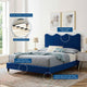 Platform Bed Frame, King Size, Blue Navy, Velvet, Modern, Bedroom Guest Suite