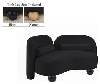 Daphne Upholstered Chair/Loveseat/Sofa, Black, Chenille Fabric, Loveseat