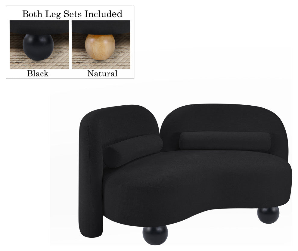 Daphne Upholstered Chair/Loveseat/Sofa, Black, Chenille Fabric, Loveseat