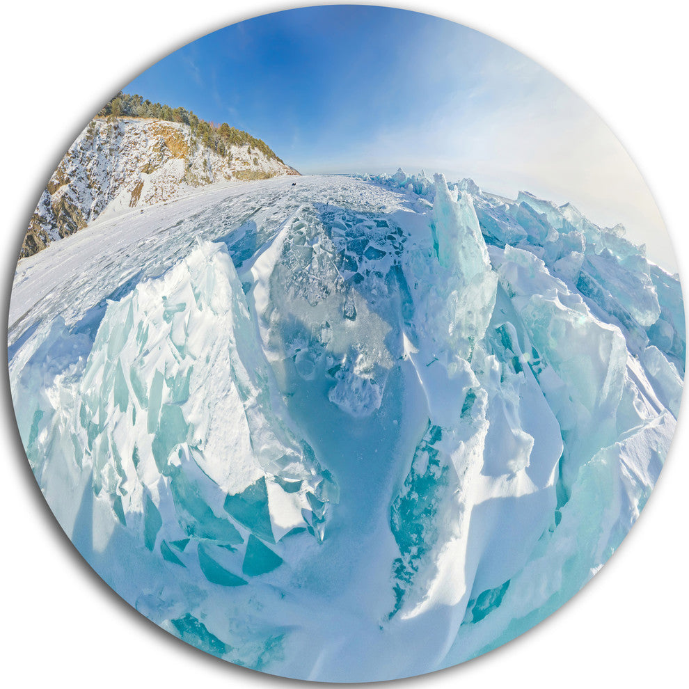 Blue Ice Mountains In Lake Baikal Siberia, Disc Metal Wall Art, 23"