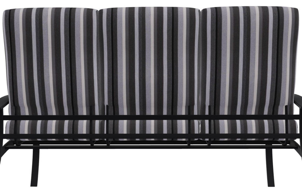 Belle Isle Cushion 3-Seat Outdoor Sofa, Sensory Granite/Black