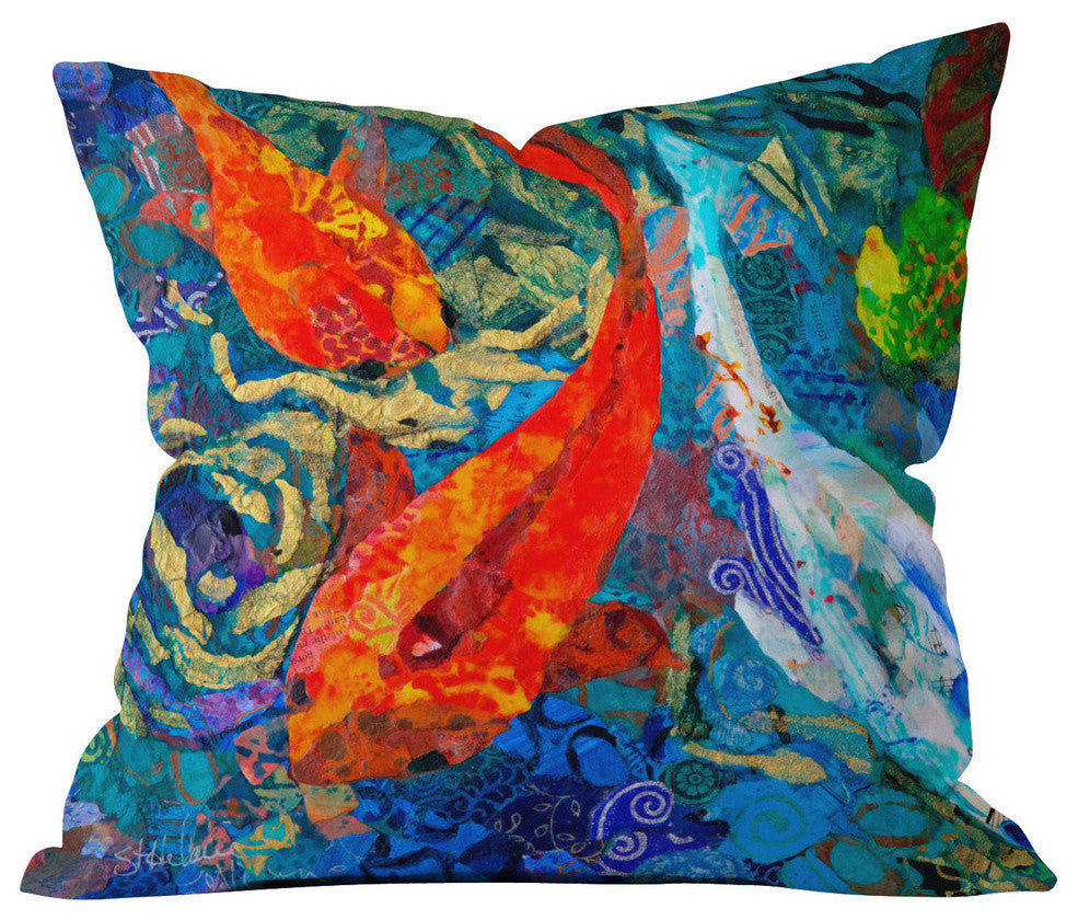 Elizabeth St Hilaire Nelson Koi Outdoor Throw Pillow