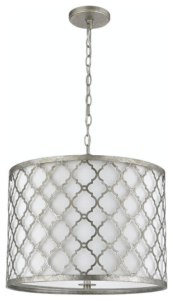 3 Light 18" Drum Pendant in Antique Silver