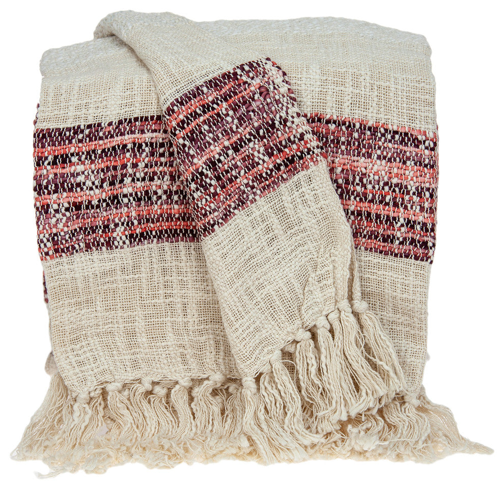 Meena Transitional Multicolored Handloomed 52"x67" Cotton, Throw