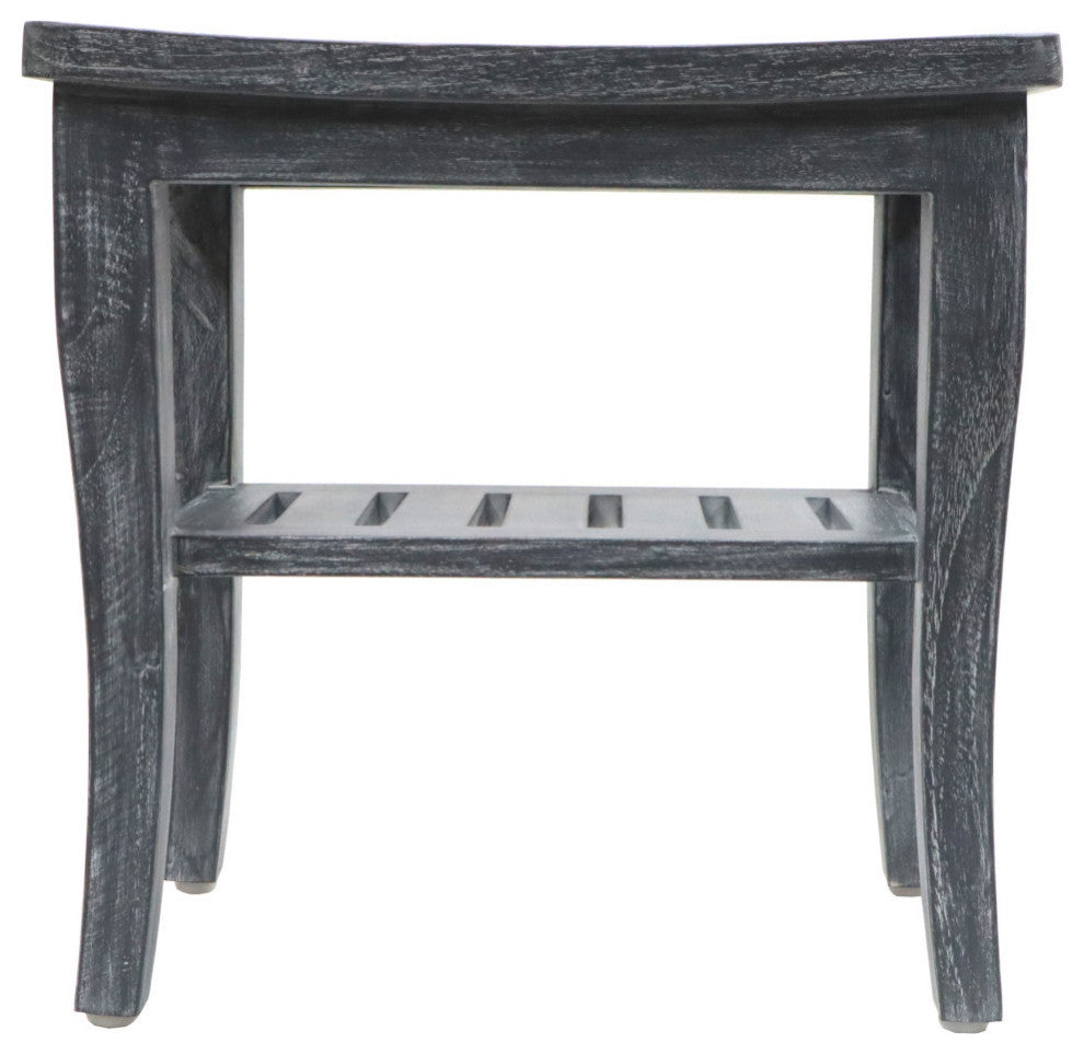 Weathered Genuine Teak Petite Shower Seat, Gray Woodgrain Finish