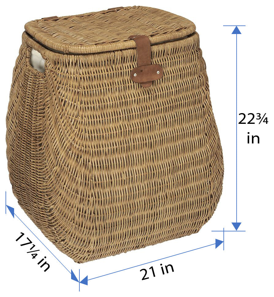 Wicker Hamper With Liner, 2 Load Capacity