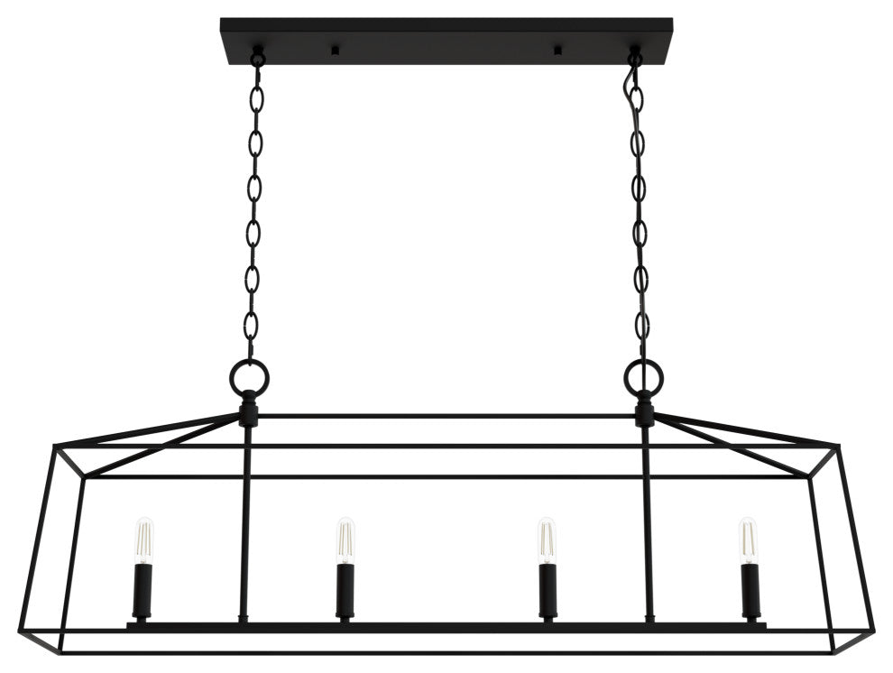 Fair Oaks Flat Matte Black 4 Light Chandelier