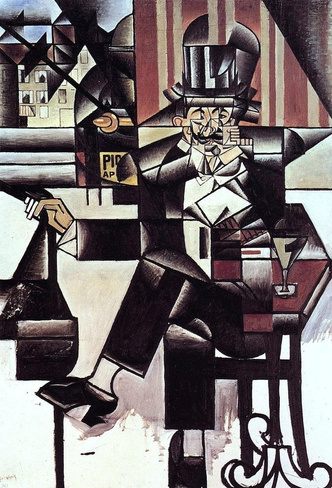 Juan Gris Man in the Cafe - 18" x 27" Premium Canvas Print