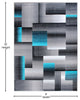 Elio Collection Color Blocked Area Rug, Turquoise, 8' X 10'