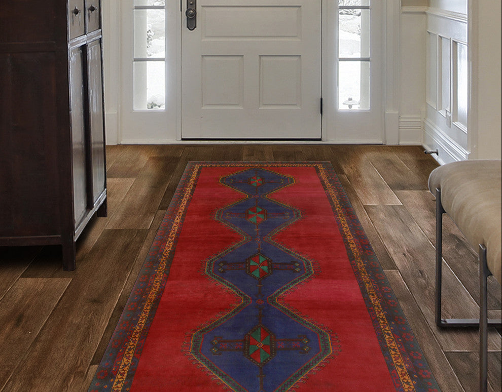 Fine Vintage Distressed Evalina Red/Blue Runner, 5'3 x 11'6