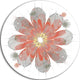 Simple Red And White Fractal Flower, Floral Disc Metal Wall Art, 11"
