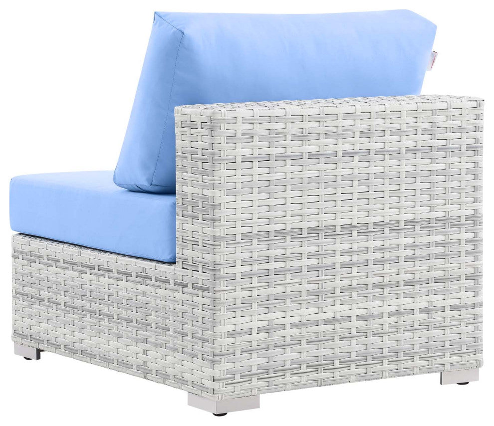 Lounge Sectional Sofa Chair Set, Rattan, Wicker, Gray Blue, Modern, Outdoor