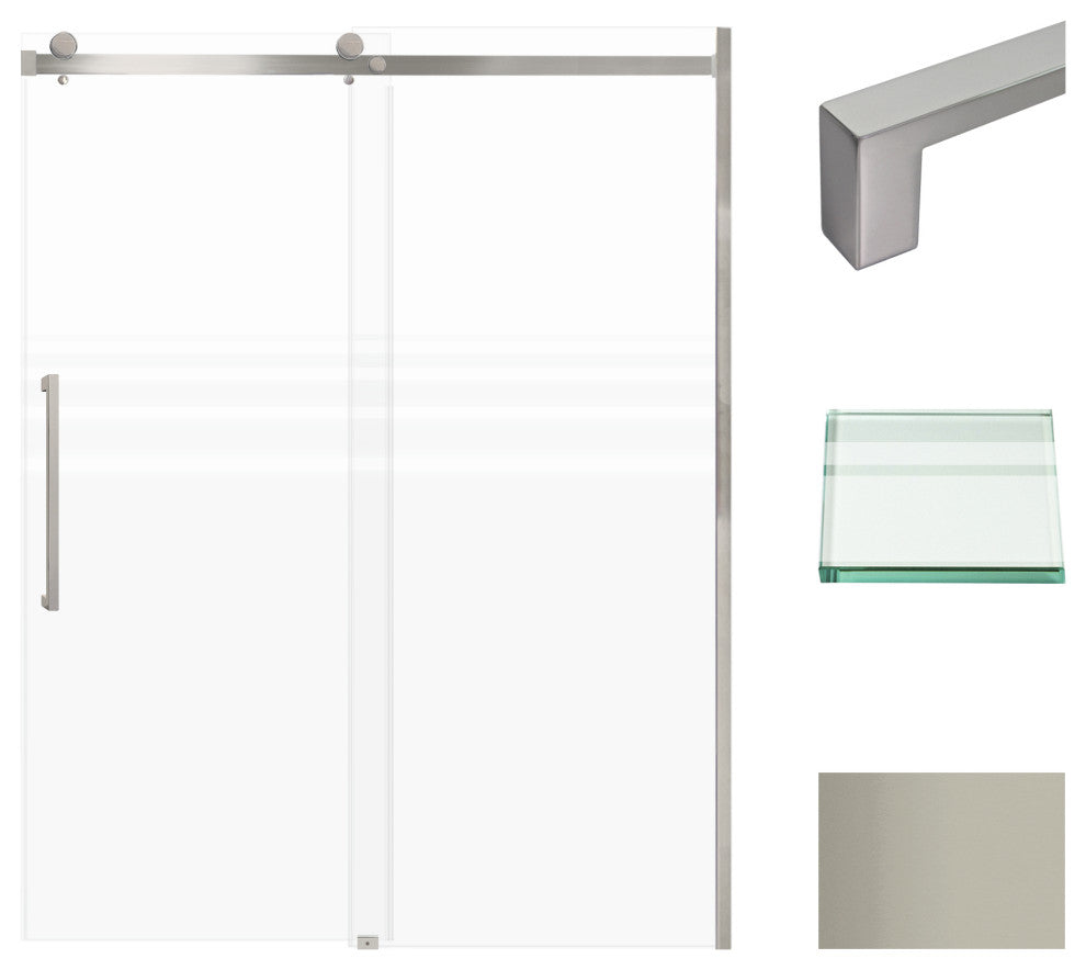 Madeline 60"x76" Frameless Shower Door with Fixed Panel in Brushed Stainless