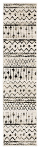 2' X 8' Ivory And Black Eclectic Patterns Indoor Runner Rug