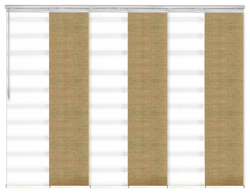 Blanched White-Daffodil 6-Panel Track Extendable Vertical Blinds 70-130"x94"