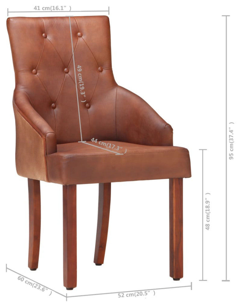 vidaXL Dining Chairs 6 pcs Brown Real Goat Leather