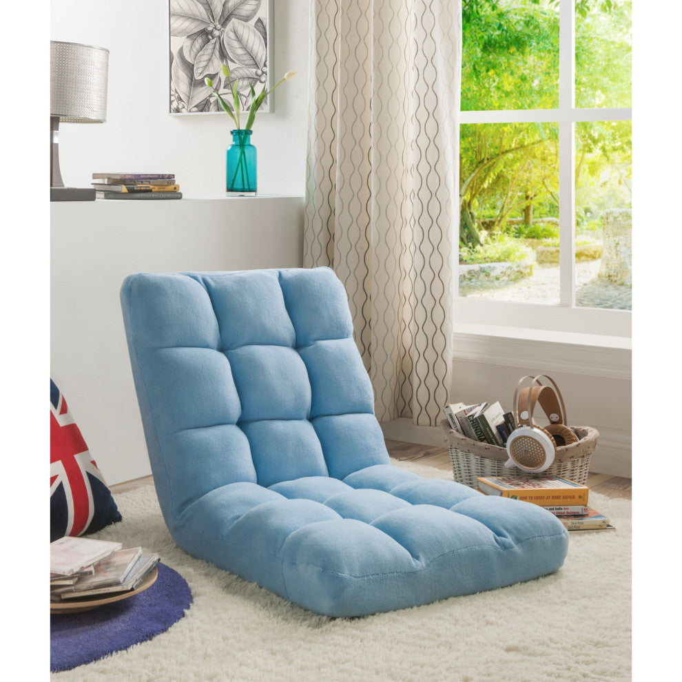 Loungie Supersoft Folding Adjustable Gaming Recliner Chair, Blue