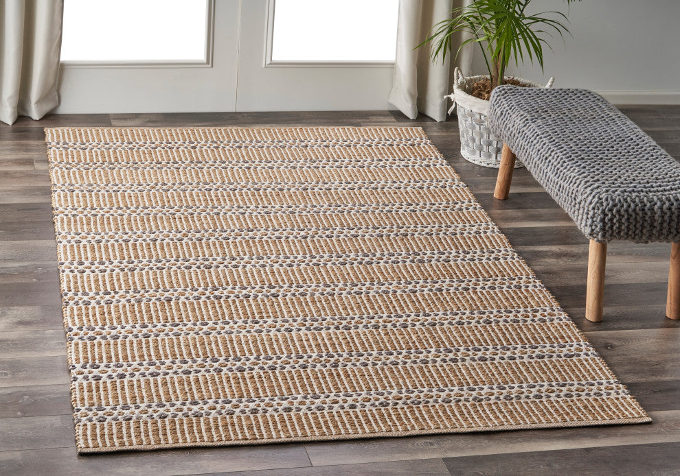 Delightfully Detailed Organic Jute Area Rug, 9' x 12'