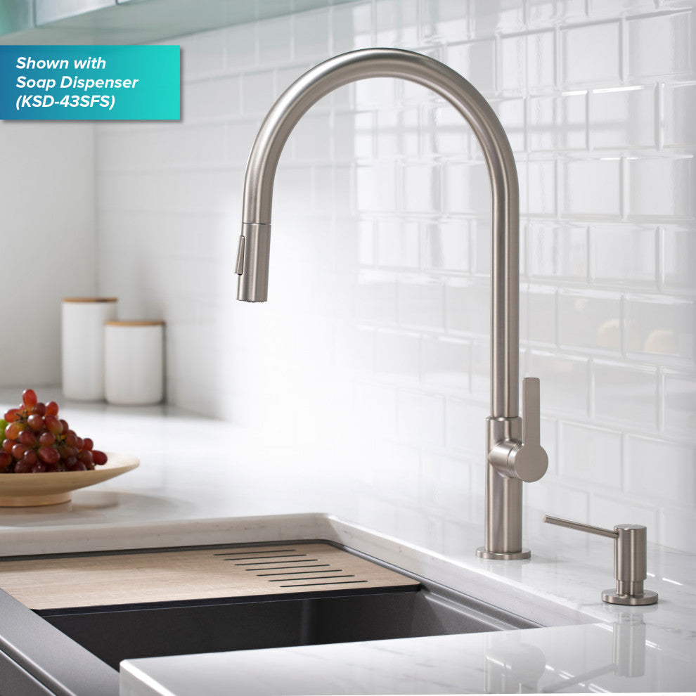 Oletto Pull-Down 1-Hole Kitchen Faucet, Spot Free Stainless Steel