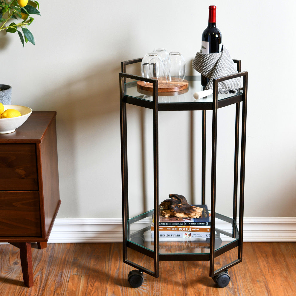 Octagon Black Metal Bar cart