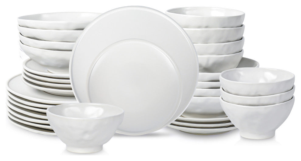 Stone by Mercer Project NENDO Stoneware 32 Piece Dinnerware Set, White