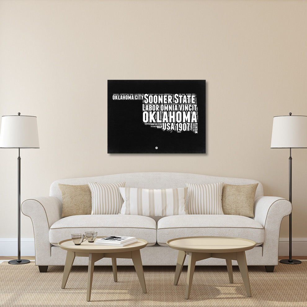 "Oklahoma Black and White Map" Fine Art Print