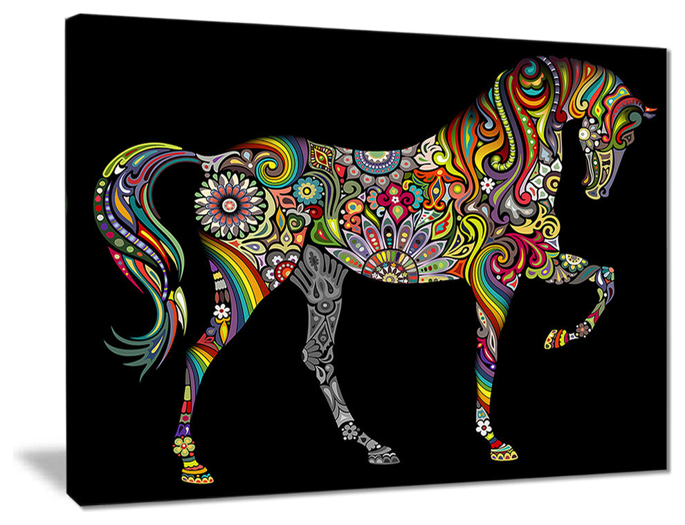 "Horse and Rainbow" Animal Digital Canvas Print, 20"x12"