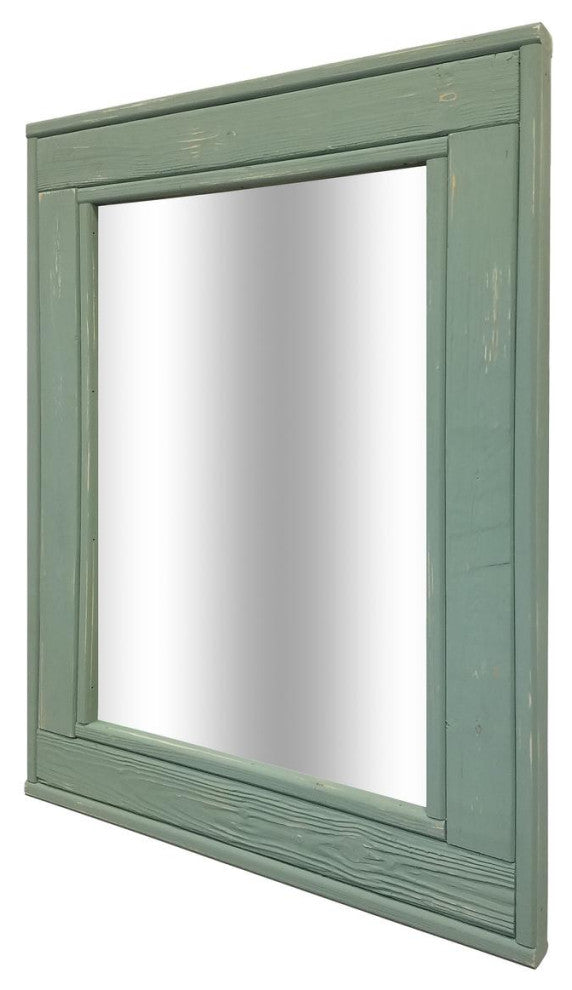 Herringbone Vanity Mirror, Avocado Green, 42"x30", Horizontal
