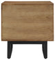 Aldo 1 Drawer Nightstand in Brown Oak Wood With Black Metal Legs