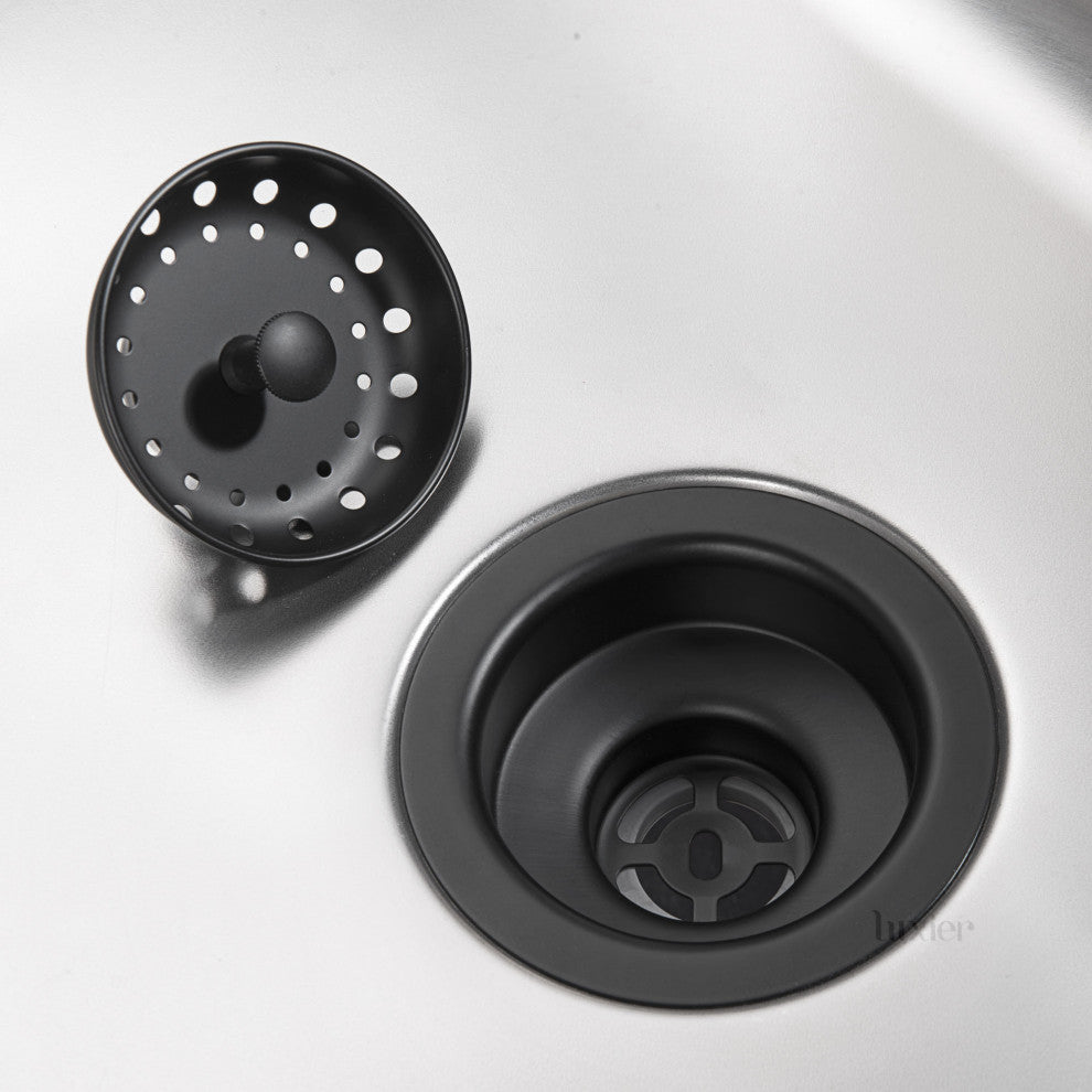 Luxier KS01 3.5" Drop-In Kitchen/Bar Sink Basket Strainer, Matte Black