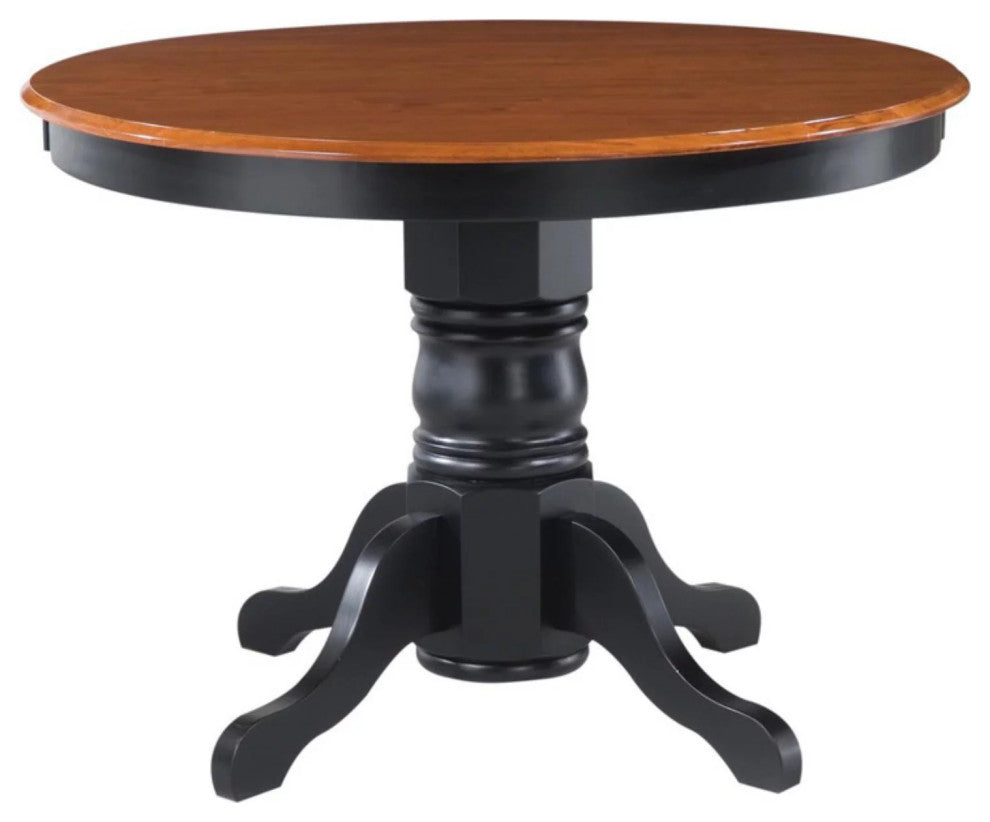 Traditional Dining Table, Pedestal Base With Rounded Table Top, Cottage Oak