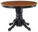 Traditional Dining Table, Pedestal Base With Rounded Table Top, Cottage Oak