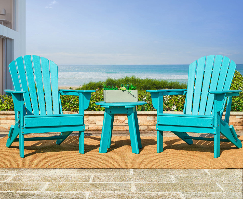 20"D Outdoor Patio HDPE Round Side Table, Aqua