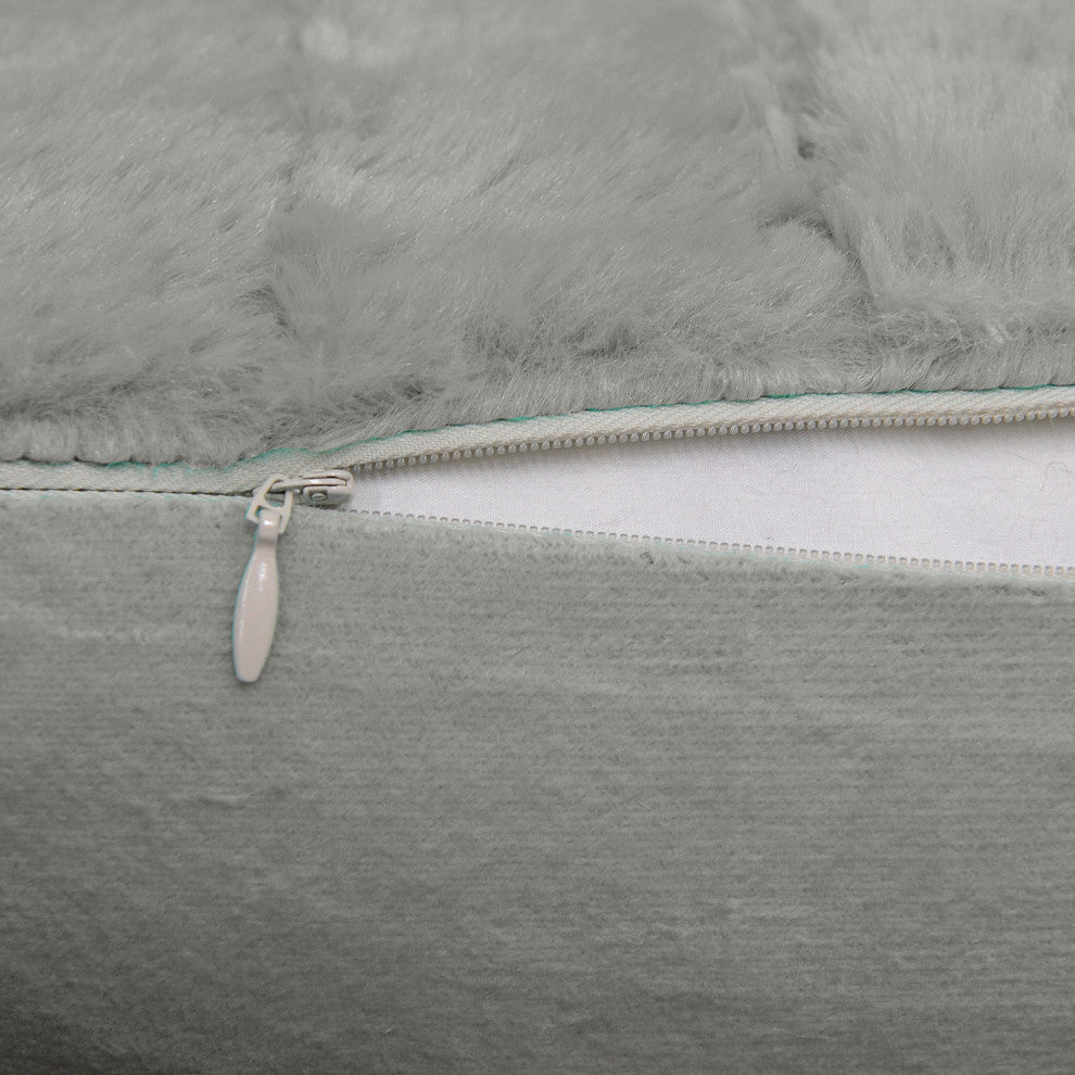 BOON Rabbit Jumbo Fur Throw and Pillow, 3-Piece Set, Silver