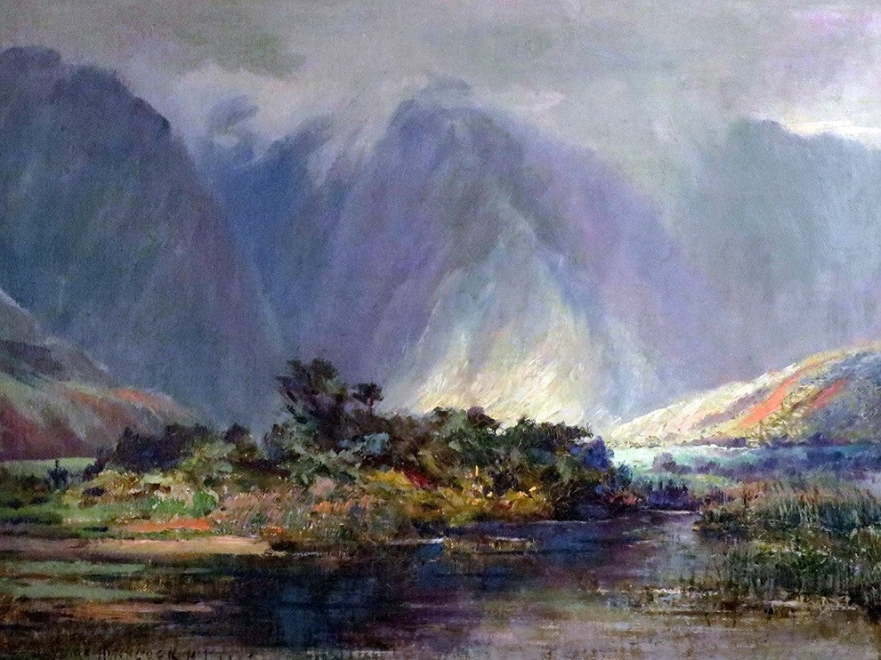Tile Mural, Mountains Koolau Cliffs Oahu HawaII By D. Howard Hitchcock Matte