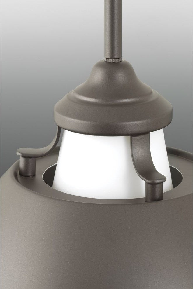 Carbon 1-Light Pendant with Metal Shade, 11"